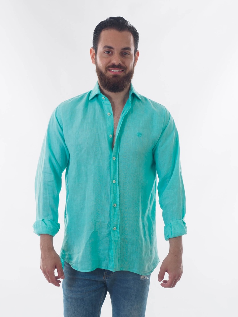 Camisa 100% Puro Lino Verde Tifany