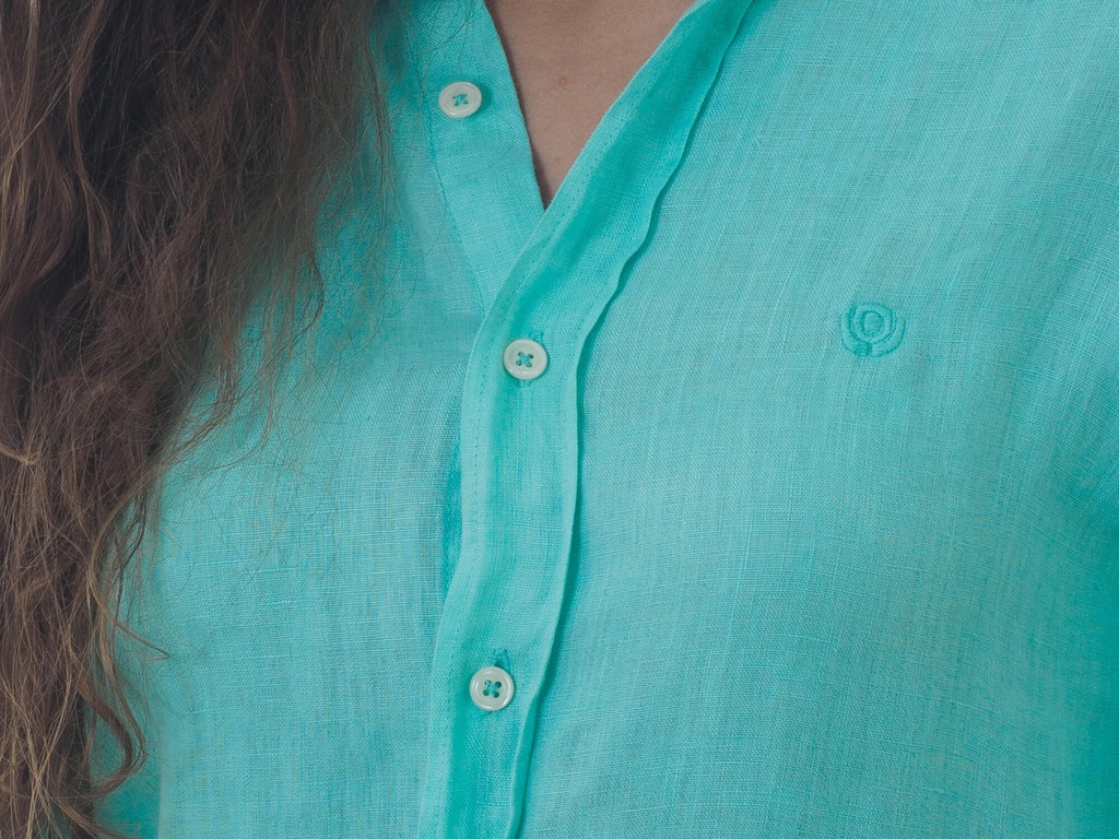 Camisa 100% Puro Lino Verde Tifany