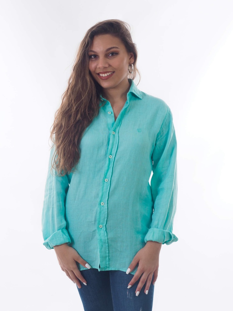 Camisa 100% Puro Lino Verde Tifany