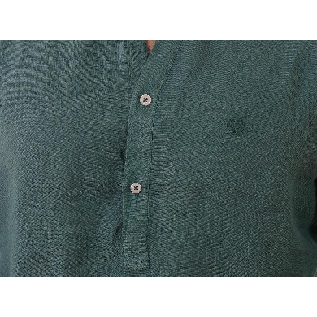 Camisa Polera 100% Puro Lino Verde Petróleo
